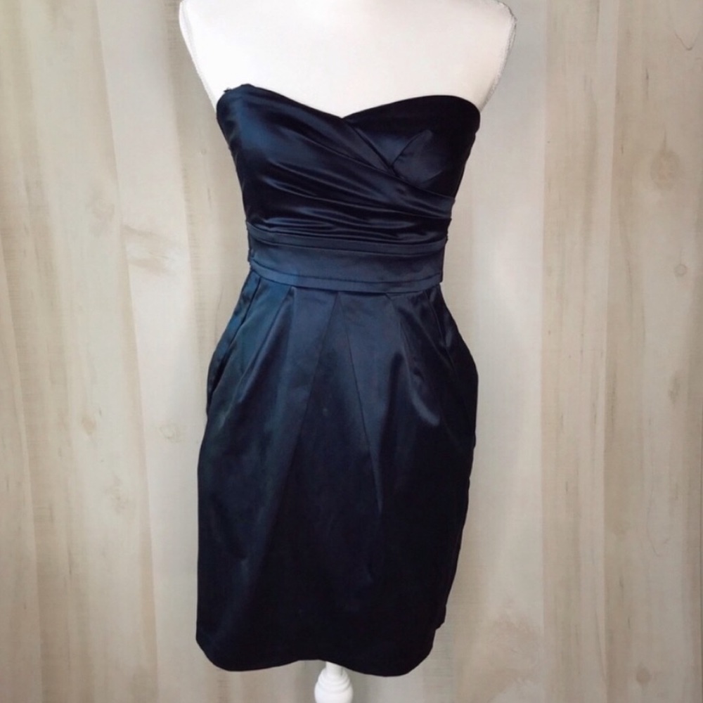 PAPAYA Satin Cocktail Strapless Dress Small